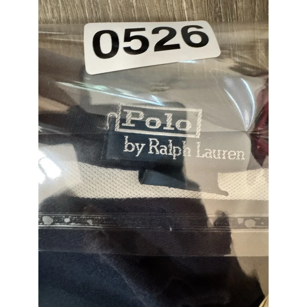 Polo Ralph Lauren XL Custom Fit Big Pony Striped Rugby Polo Navy Burgundy‎ Cream